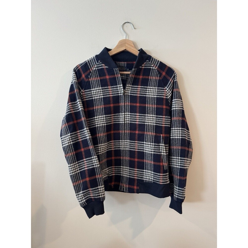 Pendleton Black Watch Plaid Wool Bomber Jacket Womens Petite Navy Red Zip Up - S